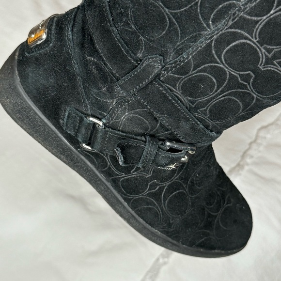 Coach Thelma Black Signature Embossed Suede Boots size 8 in good condition sexy - Picture 7 of 16